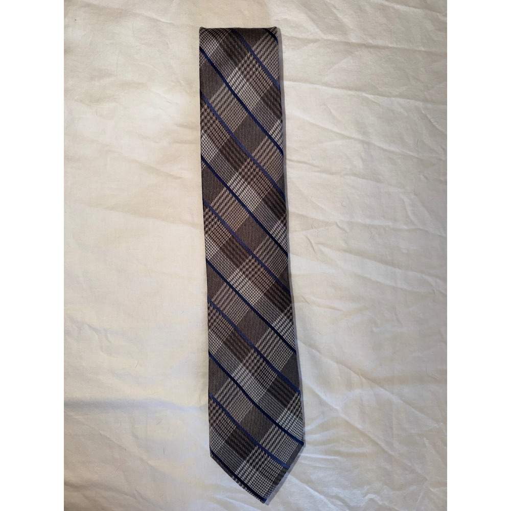 Michael Kors Mens Silk Blend Plaid Striped Necktie Standard Formal Gentleman